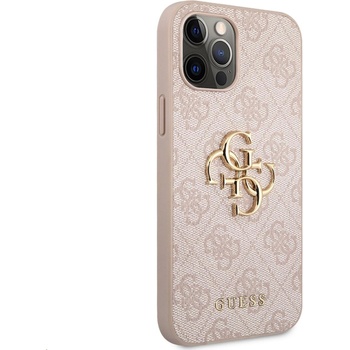 GUESS Гръб Guess PU 4G Metal Logo Case за iPhone 12/12 Pro - Розов (3666339006839)
