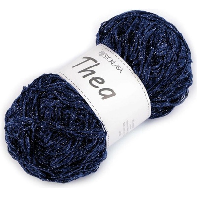 Pletací příze žinylková s lurexem Thea 100 g Varianta: 6 modrá tmavá stříbrná, Balení: 1 ks 58808/150566/271717