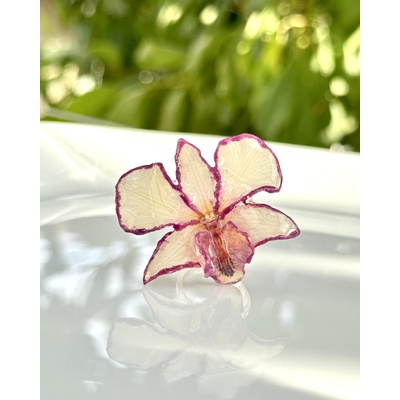 Meganflo Пръстен триизмерна бяла орхидея СРЕБРО