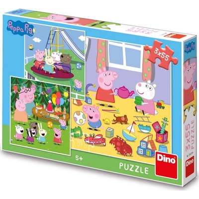 DINO Prasátko Peppa na prázdninách 3x55 dílků