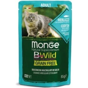 Monge BWILD Grain Free Adult Cod Fish пауч с риба треска, скариди и зеленчуци 85gr
