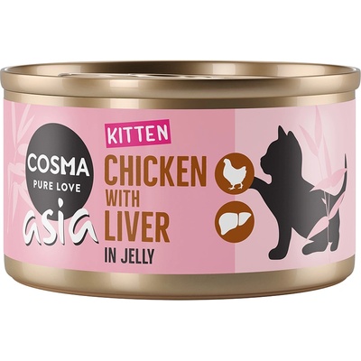 Cosma 6х85г Asia Kitten Cosma, консервирана храна за котки - пиле с пилешки дробчета