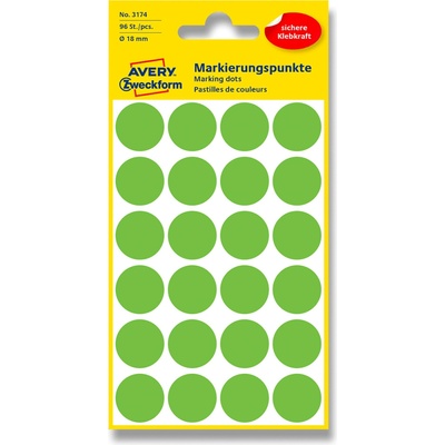 Avery Zweckform Etikety na různá značení 96 ks světle zelené ⌀ 18 mm kulaté 3174