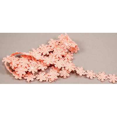 Vzdušná krajka kytička - lososová - šířka 1,3 cm – Zboží Dáma