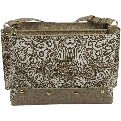 Български обувки Елегантна дамска чанта в бежов цвят на цветя 895-34