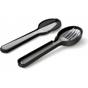 Lekue Комплект прибори за хранене Lekue On The Go 1010238, 4 части, Калъф за съхранение, -20°C / +100°C, Неръждаема стомана, Черен (1010238)