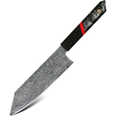 IZMAEL Damaškový kuchynský nôž Zankuro Cleaver/Čierna/Červená 18 cm
