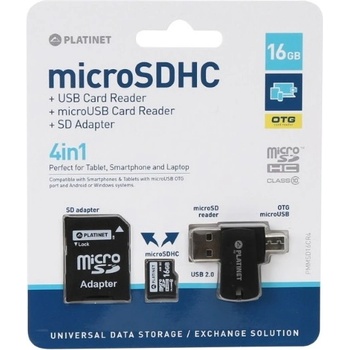 Platinet microSD 4in1 16Gb PMMSD16CR4