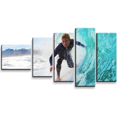 Sablio Obraz - 5-dílný Surfista na vlne - 100x60 cm