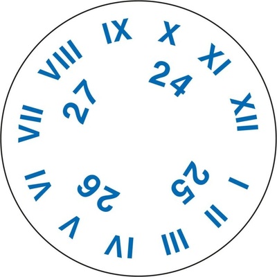 Kontrolní číselník (datumovka) pro roky 2024-2027, Fólie Ø 2,5 cm, 50 ks