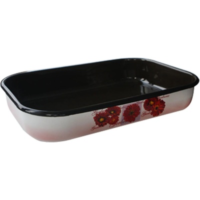 36 х 24 см правоъгълна емайлирана тава с разцветка Гербери (141fpic/36 (27-905/1856))