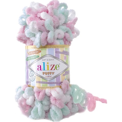 Alize příze Puffy color 6052 bílá, růžová, mint