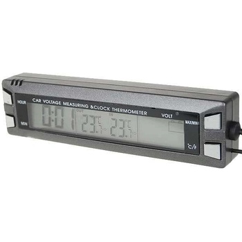3,8''LCD digitální hodiny s vnitřním / vnějším teploměrem + měření napětí pro vozidla