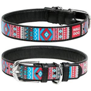 COLLAR Кожен нашийник WAUDOG Ethno - черен 3, 5 см x 46 - 60 см
