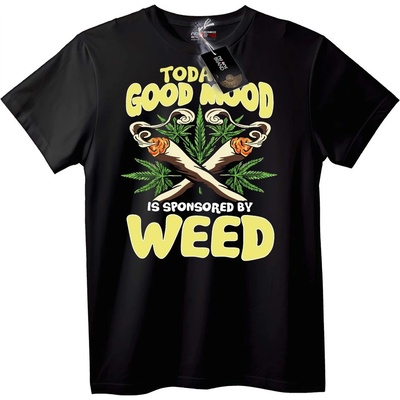 NOONEBRAND Тениска Марихуана Спонсориран Добро Настроение - 4XL, Black