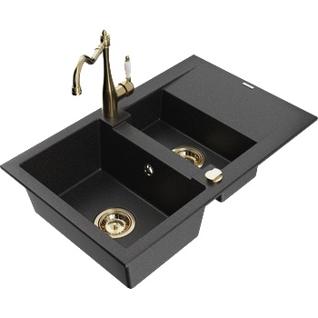 Mexen Gaspar гранитна мивка 1, 5-коморна със сушилник и кухненски смесител Carla (6507-73-670700-50)