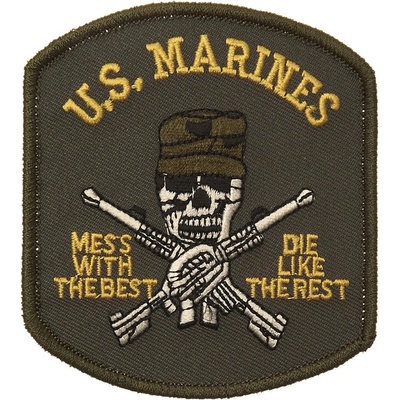 Nášivka textilní 101 Inc US Marines Skull - olivová