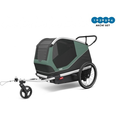 Thule Bexey Hazy Green L + bike set + rain cover + dog bed