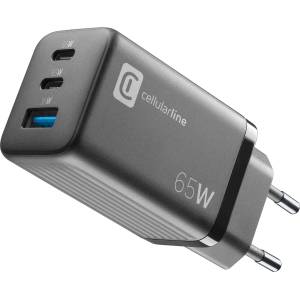 Cellularline Зарядно 220V PD GaN USB, 2xUSB-C 65W