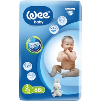 Wee Baby Бебешки пелени Wee Baby - Midi, размер 3, 4-9 kg, 68 броя (688)