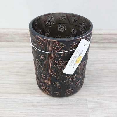 Clayre & Eef Skleněný svícen s vločkami 13 x 10 cm