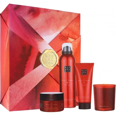Rituals The Ritual Of Ayurveda sprchová pěna The Ritual Of Ayurveda 200 ml + tělový krém The Ritual Of Ayurveda 100 ml + tělový peeling The Ritual Of Ayurveda 125 g + vonná svíčka dárková sada – Zboží Dáma