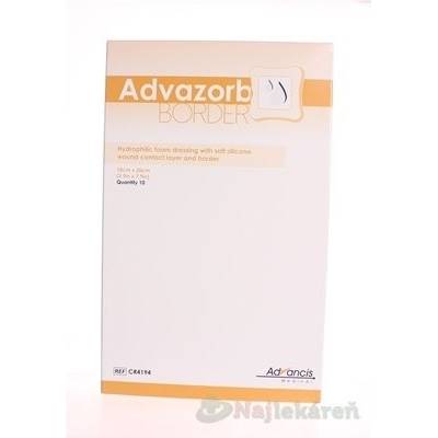 Advazorb Borderkrytie na rany samopriľnavé atraumatické 10 x 20 cm 10 ks