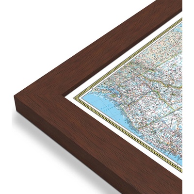 National Geographic USA - nástěnná mapa Classic 178 x 125 cm Varianta: mapa v dřevěném rámu, Provedení: Pegi višeň
