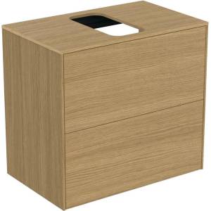 Ideal Standard Стенен шкаф Ideal Standard Atelier Conca, 2 чекмеджета и плот с централен изрез 60 см, светло дъбово покритие (T3946Y6)