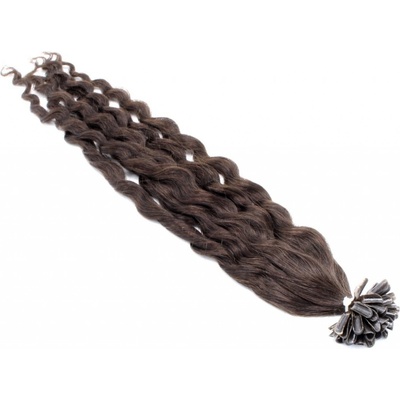 50cm vlasy pro metodu keratin 0,7g/pr. kudrnaté tmavě hnědá
