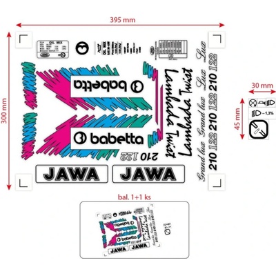 MOTOMAX s.r.o Sada samolepek Babetta 210 Lux – retro barevná edice černá – Zboží Mobilmania
