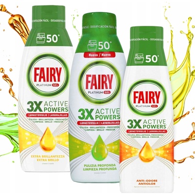Fairy Platinum Gel Gél do umývačky riadu Mix 3 x 900 ml 150 dávok