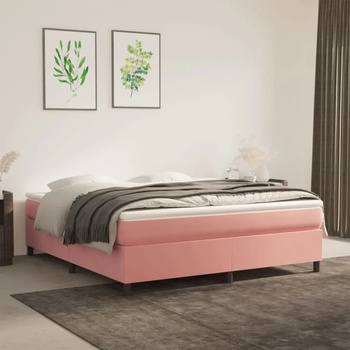 vidaXL Боксспринг легло с матрак, розово, 160x200 см, кадифе (3144692)