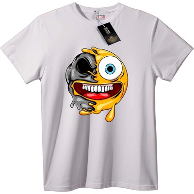 NOONEBRAND Тениска Сливане на Skull & Emoji - 2XL, White