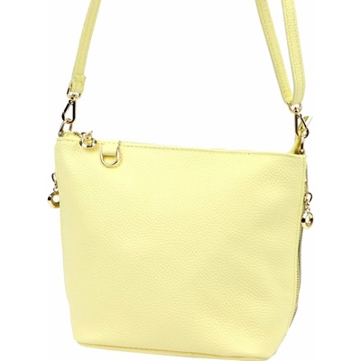 Luka dámska kožená crossbody kabelka pastelovo žltá 26-110 DOLLARO