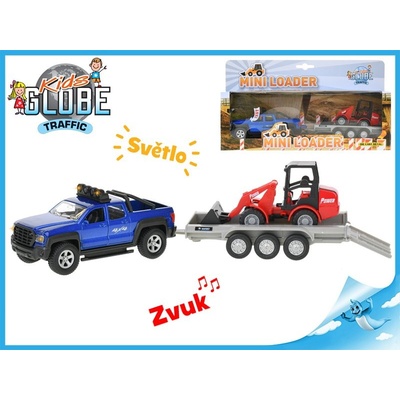 Kids Globe SUV 30 cm na zpětný chod na baterie se světlem a zvukem s bagrem