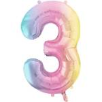 Party Deco Фолиев Балон Цифри Пастелна Дъга 86 см - 3 (fb1m-3-000p)