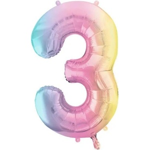 Party Deco Фолиев Балон Цифри Пастелна Дъга 86 см - 3 (fb1m-3-000p)
