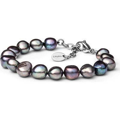 Gaura Pearls perlový náramek Octavia barokní černá sladkovodní perla BRB211-B/20 černá
