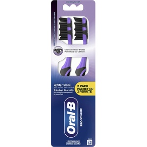 Oral-B Четка за зъби с въглен 3D White Charcoal, Medium, 2 броя