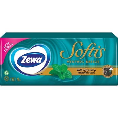 Zewa Softis papierové vreckovky 4-vrstvové mentolový vánok 10 x 9 ks