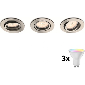 Philips 50393/17/PN - комплект 3x LED RGBW димируеми вградени осветителни тела 1xGU10/4, 8W/230V хром + дистанционно управление (LEDP1934)