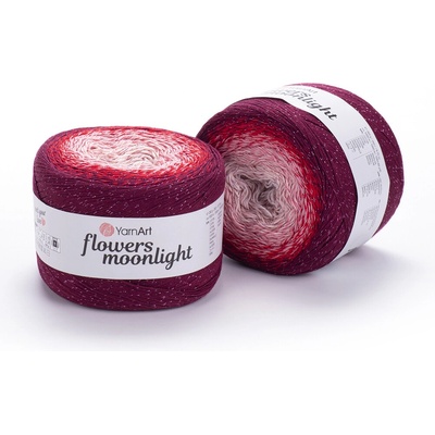 Yarn Art Příze Flowers Moonlight 3269 vínová,červená,lososová