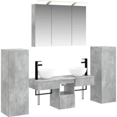 vidaXL Комплект мебели за баня 6 pcs Бетонно сиво (3407114)