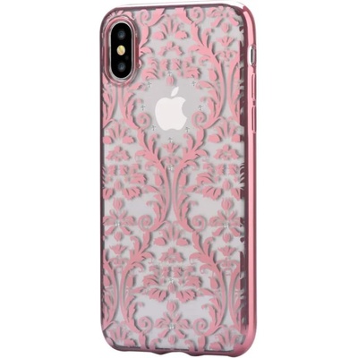 DEVIA Crystal Baroque Case - силиконов (TPU) калъф за iPhone XS, iPhone X (с кристали Сваровски) (розово злато)