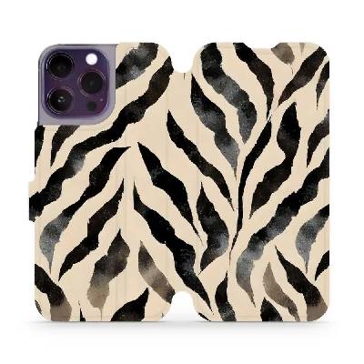 Flipové pouzdro Mobiwear - Apple iPhone 14 Pro Max - VA53S Zebří (Knížkové flip pouzdro, obal, kryt na mobil Apple iPhone 14 Pro Max - VA53S Zebří, materiál Umělá kůže + TPU - ochrana 360°, stojánek,
