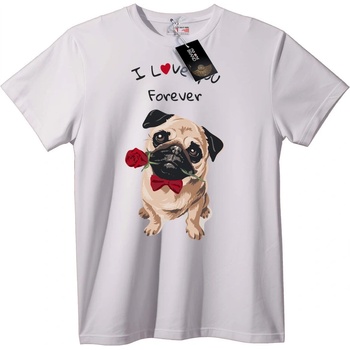 NOONEBRAND Тениска Мопс с Роза - XL, White