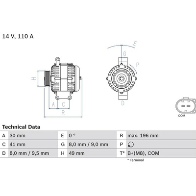 Alternátor BOSCH 0 986 046 130