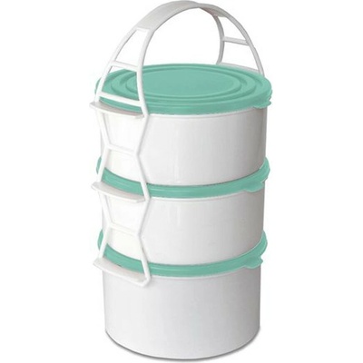 Plastový obedár 2x1,3l + 1,7l MIX farieb viečok