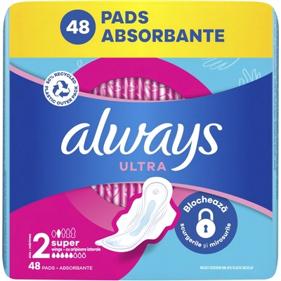 Always Ultra Super hygienické vložky Veľ. 2 s krídelkami 48 ks